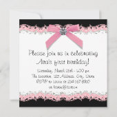 Invitation Filles roses et noires Photo Anniversaire (Dos)