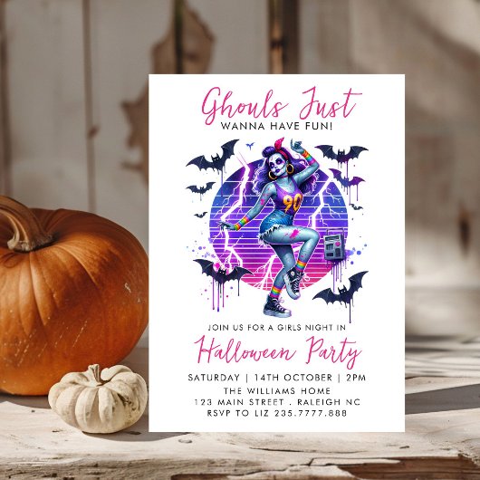 Invitation Filles roses Ghouls Night Out Adulte Halloween Par