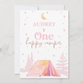 Invitation Filles roses Happy Camper 1er Anniversaire (Dos)