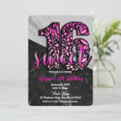 Invitation Filles Roses Marbre Noir Doux 16 Anniversaire Fête (Debout devant)