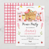 Invitation Filles roses mignonnes N'Importe Quel Âge Pique-Ni (Devant / Derrière)
