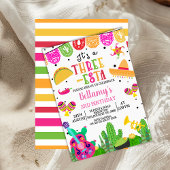 Invitation Filles roses modernes Trois esta Fiesta 3e anniver