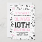 Invitation Filles roses Nombre Dix Anniversaires (Devant)