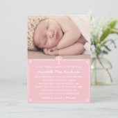 Invitation Filles roses Photo Baptême/Invitation Christening (Debout devant)