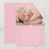 Invitation Filles roses Photo Baptême/Invitation Christening (Devant / Derrière)