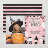 Invitation Filles roses Photo Fête d'Halloween Anniversaire (Devant / Derrière)