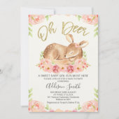 Invitation Filles Rustique Baby shower Floral Cerfs Invitatio (Devant)