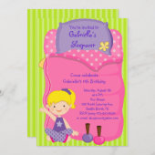 Invitation Filles Sac couchage Sleepover Anniversaire Invitat (Devant / Derrière)