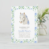 Invitation Filles Saddle Up Preppy Pony Horse Toile Anniversa (Debout devant)