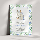 Invitation Filles Saddle Up Preppy Pony Horse Toile Anniversa