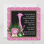 Invitation Filles Safari fête d'anniversaire (Dos)