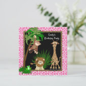 Invitation Filles Safari fête d'anniversaire (Debout devant)