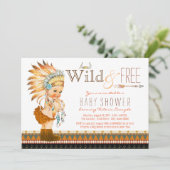 Invitation Filles sauvages et libres Baby shower tribal Boho (Debout devant)