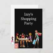 Invitation Filles Shopping Party Event Noir (Devant / Derrière)