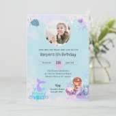 Invitation Filles Sirène photo sous la mer 5e anniversaire (Debout devant)