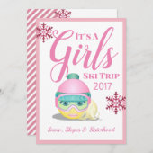 Invitation Filles Ski Trip Ski Emoji (Devant / Derrière)
