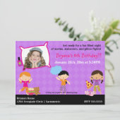 Invitation Filles Sleepover Fête du bois d'oeuvre Photo Invit (Debout devant)