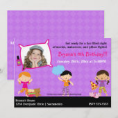 Invitation Filles Sleepover Fête du bois d'oeuvre Photo Invit (Devant / Derrière)