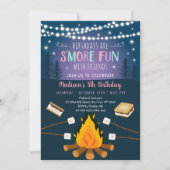 Invitation Filles S'more Amusants S'mores Feu de camp Anniver (Devant)
