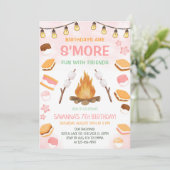 Invitation Filles S'mores Camping Feu de camp S'mores Fête d' (Debout devant)