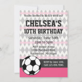 Invitation Fille's Soccer Party Custom Anniversaire Invitatio (Devant)