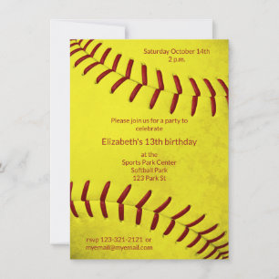 Invitation filles softball anniversaire ou fête d'équipe