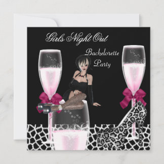 Invitation Filles Soirée Sauvage Chaussures Roses Champagne