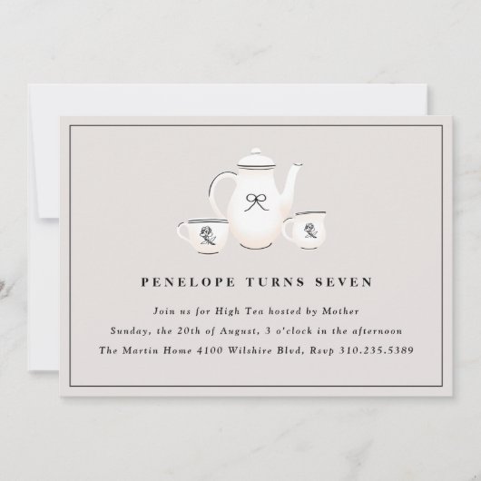 Invitation Filles sophistiquées High Tea Fête d'anniversaire (Devant)
