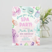 Invitation Filles Spa Anniversaire, fête Spa Anniversaire Fêt (Debout devant)