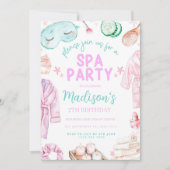 Invitation Filles Spa Anniversaire, fête Spa Anniversaire Inv (Devant)