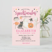 Invitation Filles Spooktacular Halloween fête d'anniversaire (Debout devant)