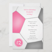 Invitation filles sport rose gris soccer fête d'anniversaire (Devant)