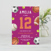 Invitation Filles Sports Thème Fête d'anniversaire (Debout devant)