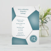 Invitation filles sports turquoise soccer fête d'anniversaire (Debout devant)