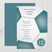 Invitation filles sports turquoise soccer fête d'anniversaire (Devant / Derrière)