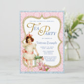 Invitation Filles Tea Party Vintage (Debout devant)
