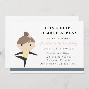 Invitation Filles Tourner Tumble & Jouer Gymnastique Annivers