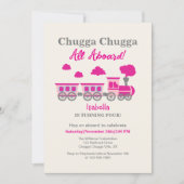 Invitation Filles Train Rose N'Importe Quel Âge Fête Annivers (Devant)