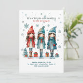 Invitation Filles Triplet Noël Fête d'anniversaire (Debout devant)