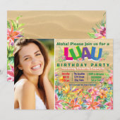 Invitation Filles Tropical Luau Photo Anniversaire (Devant / Derrière)