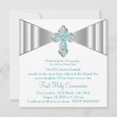 Invitation Filles Turquoise bleu Première communion (Dos)