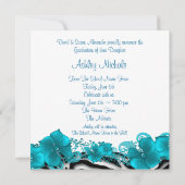 Invitation Filles Turquoise Blue Zebra Annonces de graduation (Dos)