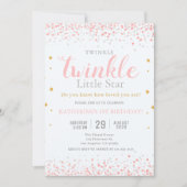 Invitation Filles Twinkle Little Star Rose & Or 1er anniversa (Devant)