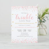 Invitation Filles Twinkle Little Star Rose & Or 1er anniversa (Debout devant)