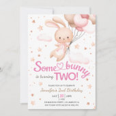 Invitation Filles Un lapin est DEUX ! Bunny 2e anniversaire (Devant)