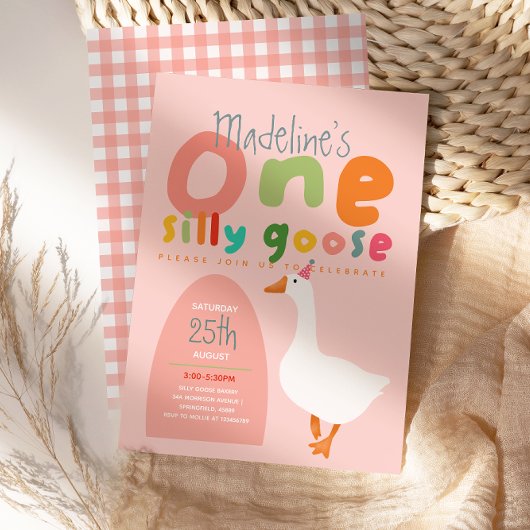 Invitation Filles Une Oie Silly Été Enfants Premier anniversa