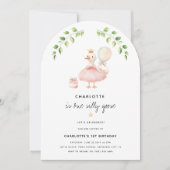 Invitation Filles une oie sotte 1ère fête d'anniversaire (Devant)