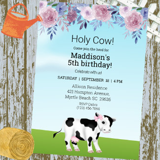 Invitation Filles Vache Sainte Rejoignez la Fête d'Anniversai