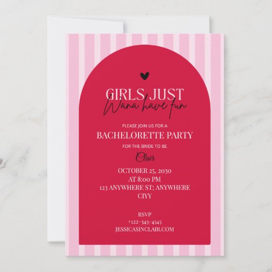 Invitation Filles veulent juste s'amuser Fête d'enterrement d (Devant)