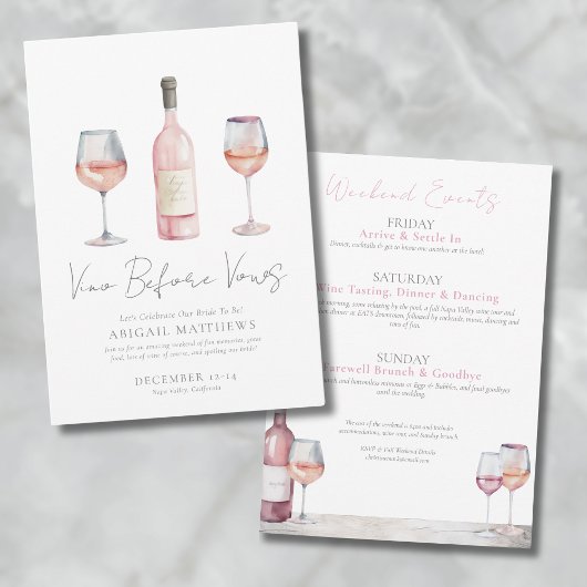 Invitation Filles Vino Avant Vows Vine Bachelorette Party